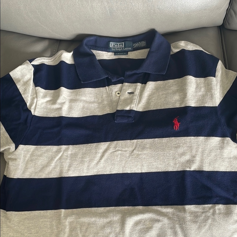 Ralph Lauren Blue and Gray Polo Shirt with Signature Style